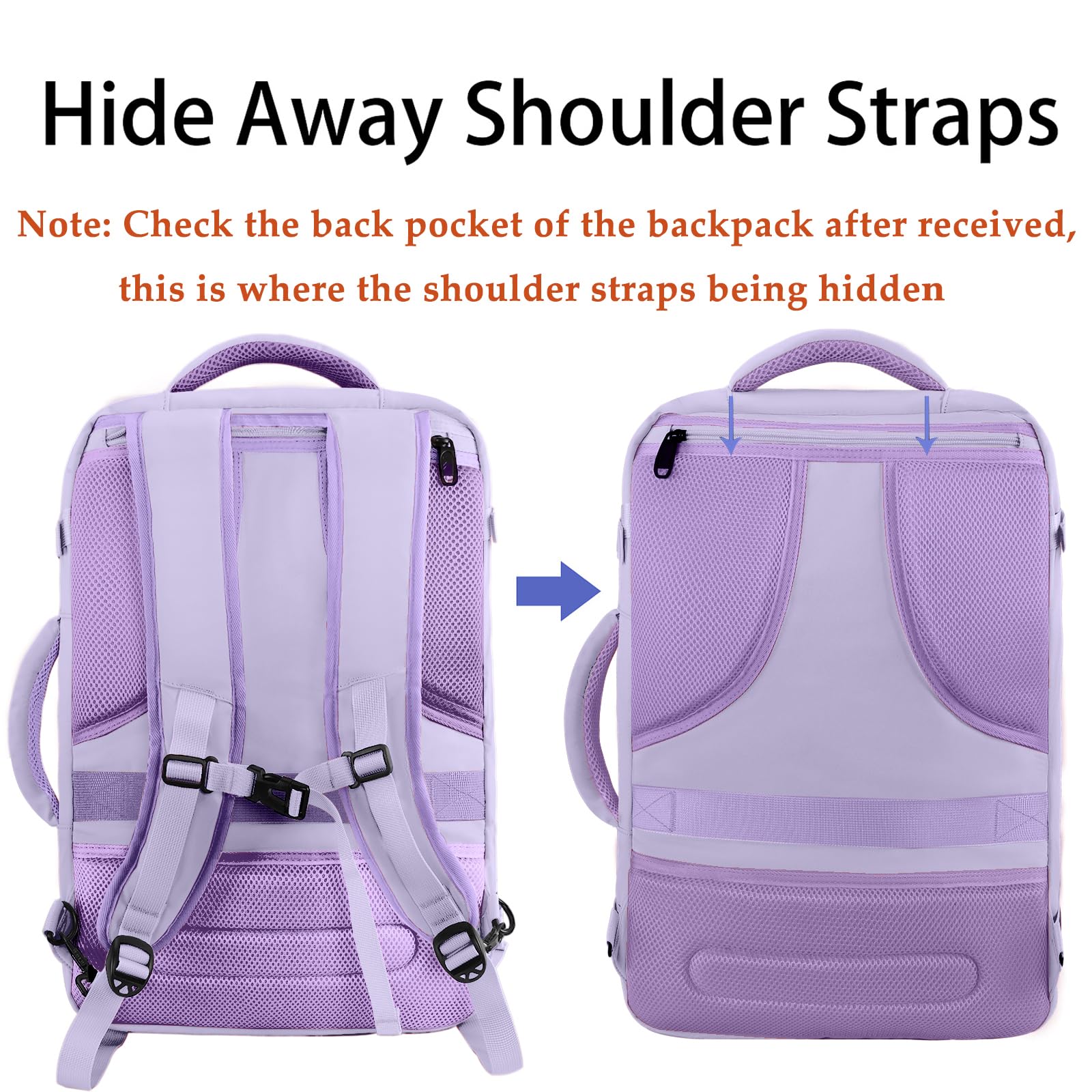 Foto 7 pulgar | Mochila De Viaje Matein Carry On 40l Para Mujer Violeta Claro - Venta Internacional.