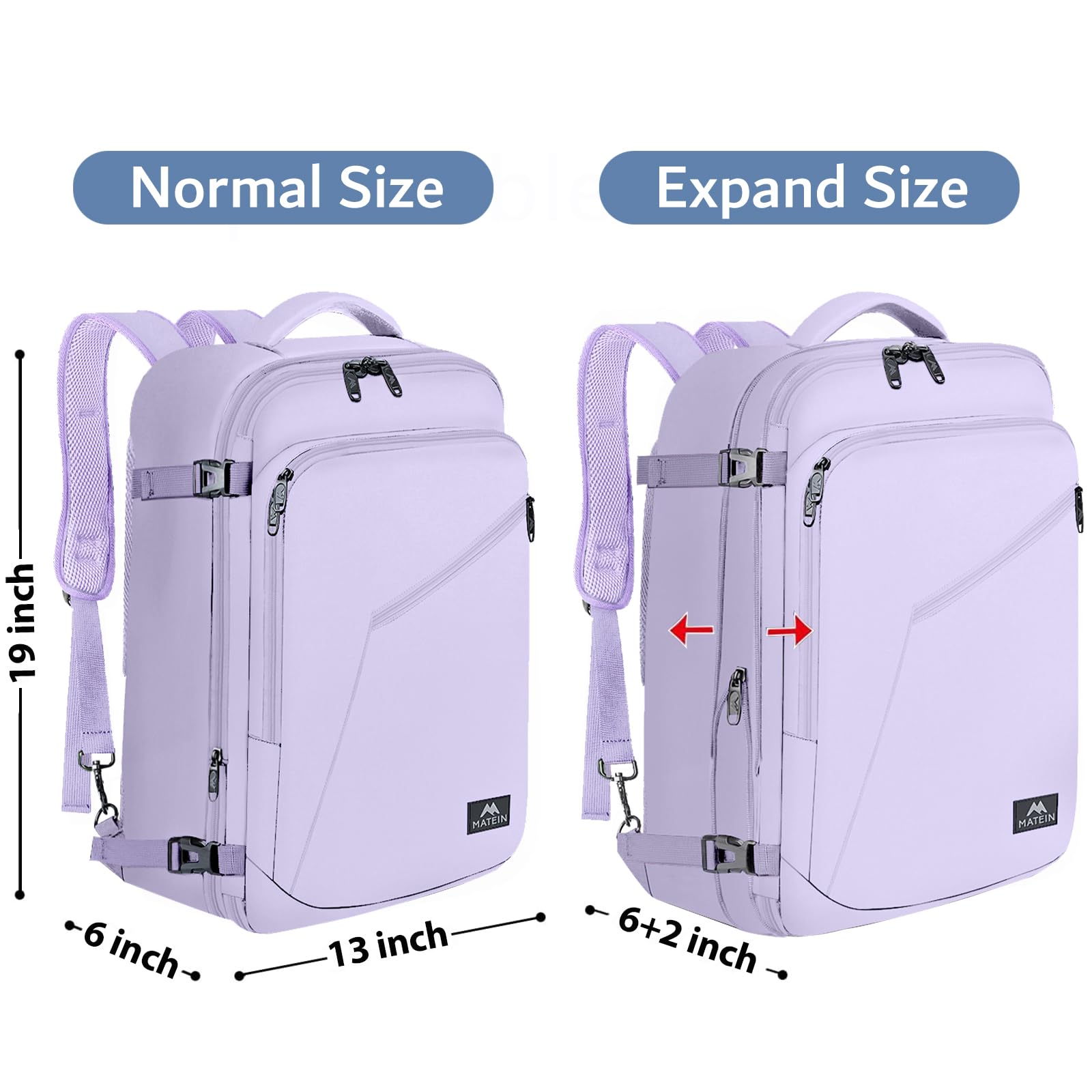 Foto 8 pulgar | Mochila De Viaje Matein Carry On 40l Para Mujer Violeta Claro - Venta Internacional.