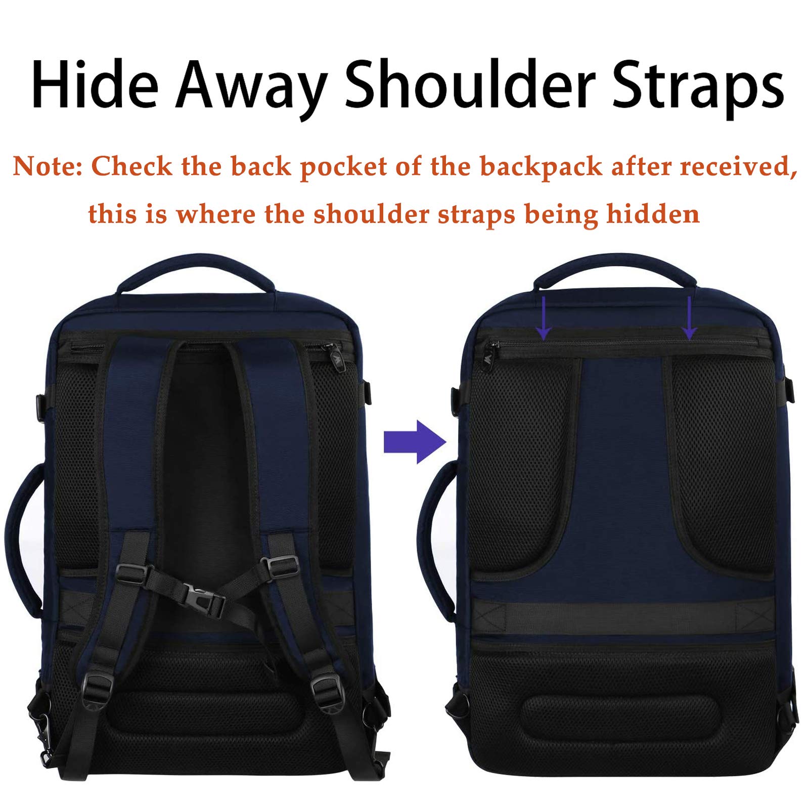 Foto 8 pulgar | Mochila Matein Travel 27l Resistente Al Agua Carry On Azul - Venta Internacional.