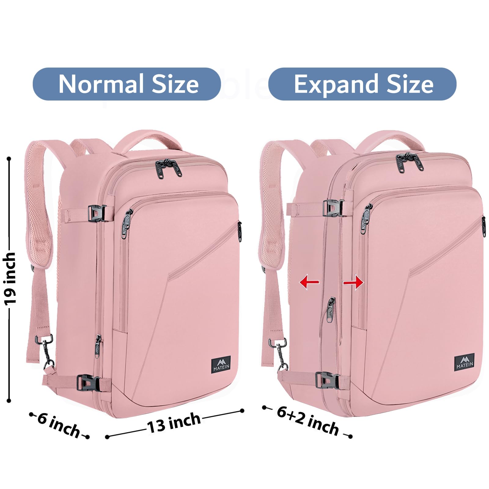 Foto 6 pulgar | Mochila De Viaje Matein Pink Para Mujer De 35 L Con Capacidad Ampliable - Venta Internacional.