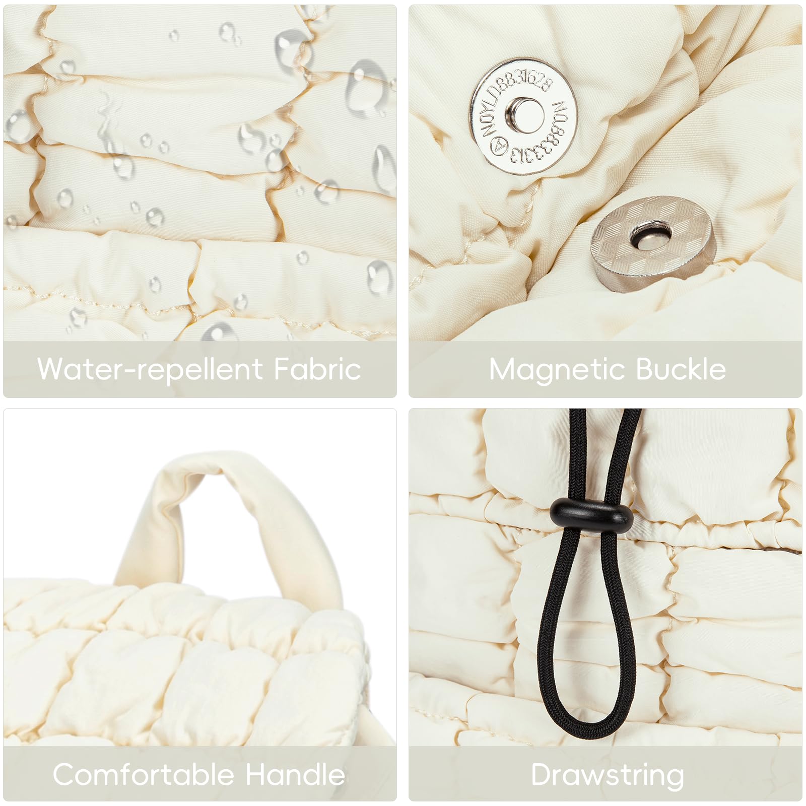 Foto 6 pulgar | Mochila Cluci Puffy Acolchada Para Mujer Ligera De Color Beige - Venta Internacional.