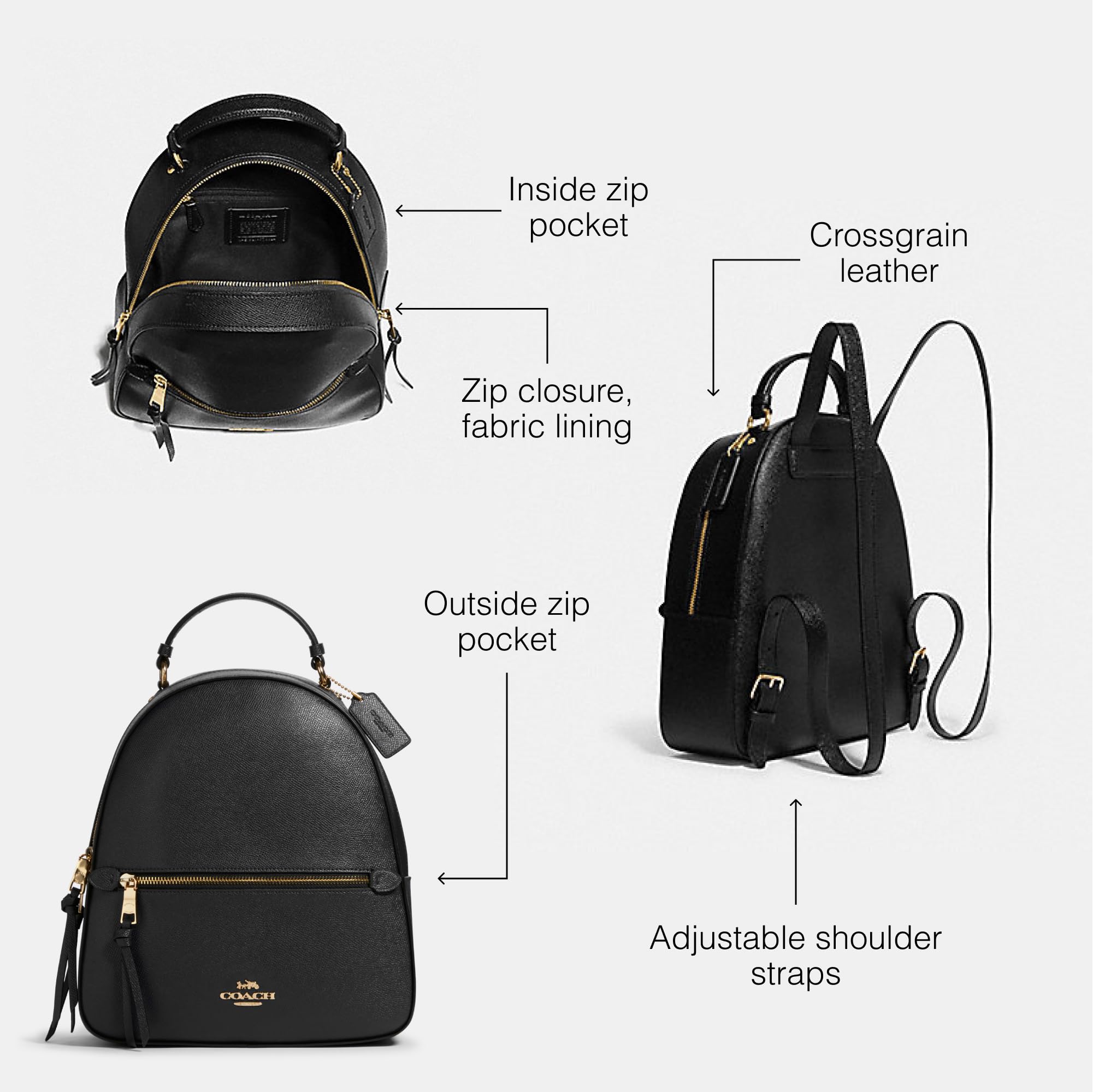Foto 4 pulgar | Mochila Coach Jordyn Black Crossgrain Leather - Venta Internacional.