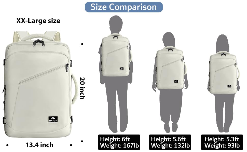 Foto 4 pulgar | Mochila Matein Large De 45 L Para Viaje Aprobada Para Vuelos, Color Beige - Venta Internacional.