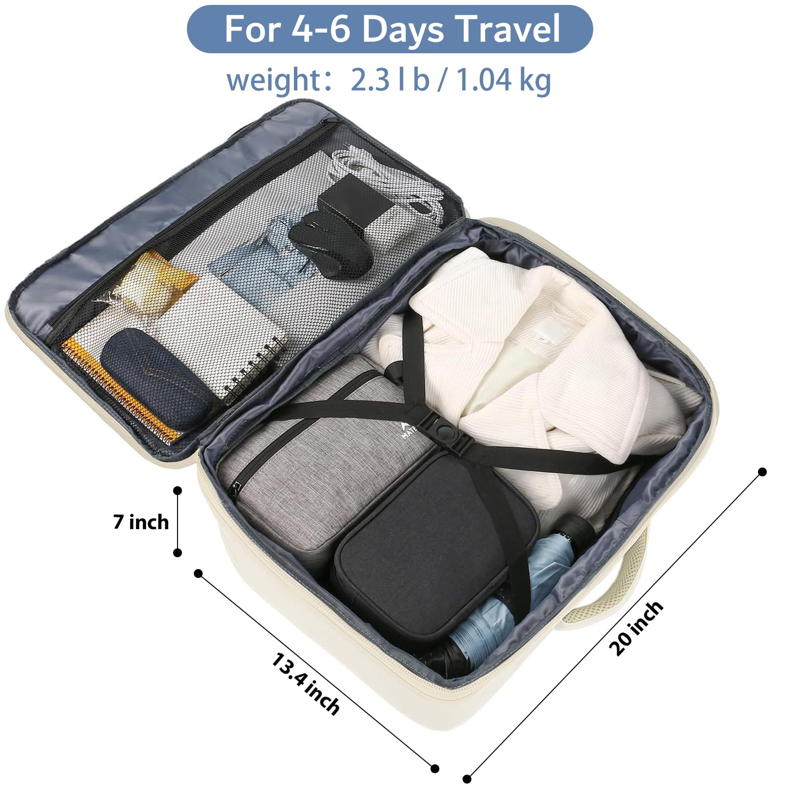 Foto 5 pulgar | Mochila Matein Large De 45 L Para Viaje Aprobada Para Vuelos, Color Beige - Venta Internacional.