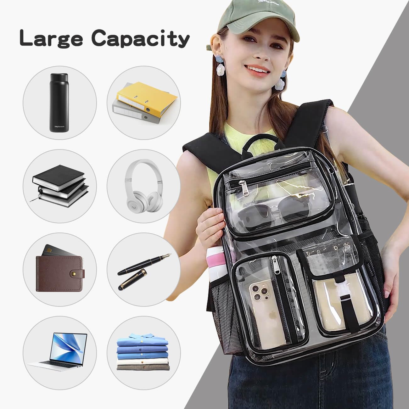 Foto 3 pulgar | Mochila Transparente Cusangel Heavy Duty Tpu De Gran Capacidad Negra - Venta Internacional.