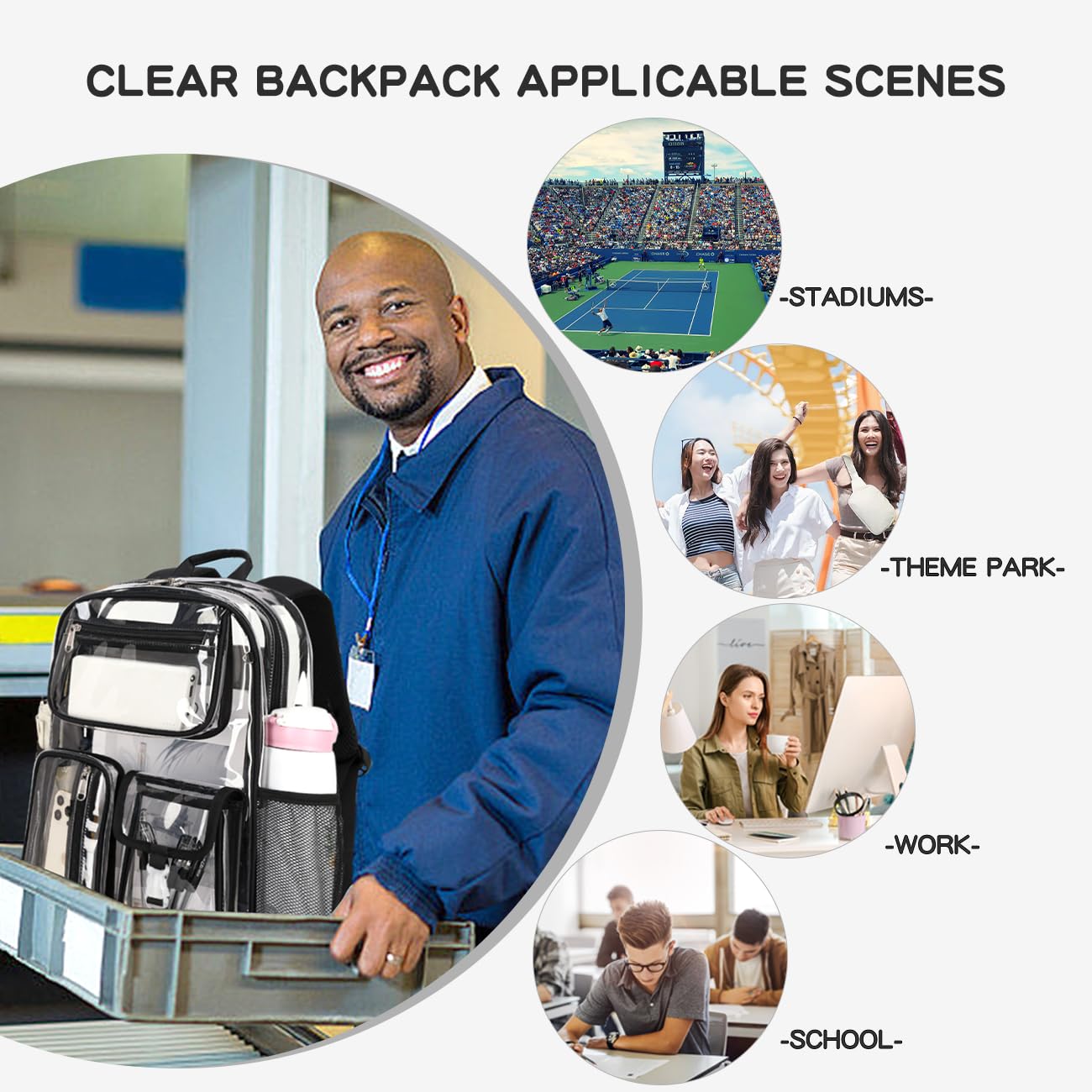 Foto 4 pulgar | Mochila Transparente Cusangel Heavy Duty Tpu De Gran Capacidad Negra - Venta Internacional.