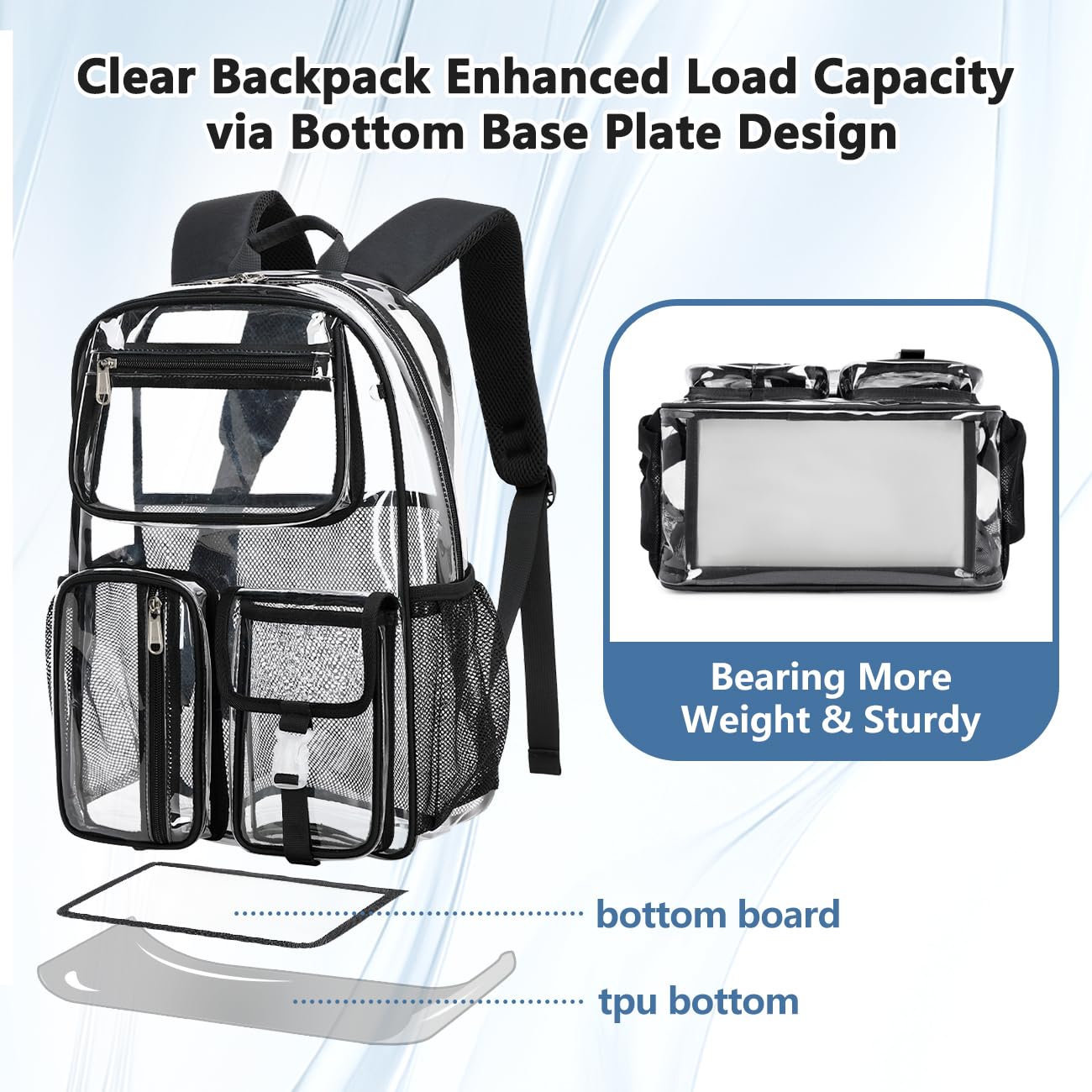 Foto 5 pulgar | Mochila Transparente Cusangel Heavy Duty Tpu De Gran Capacidad Negra - Venta Internacional.