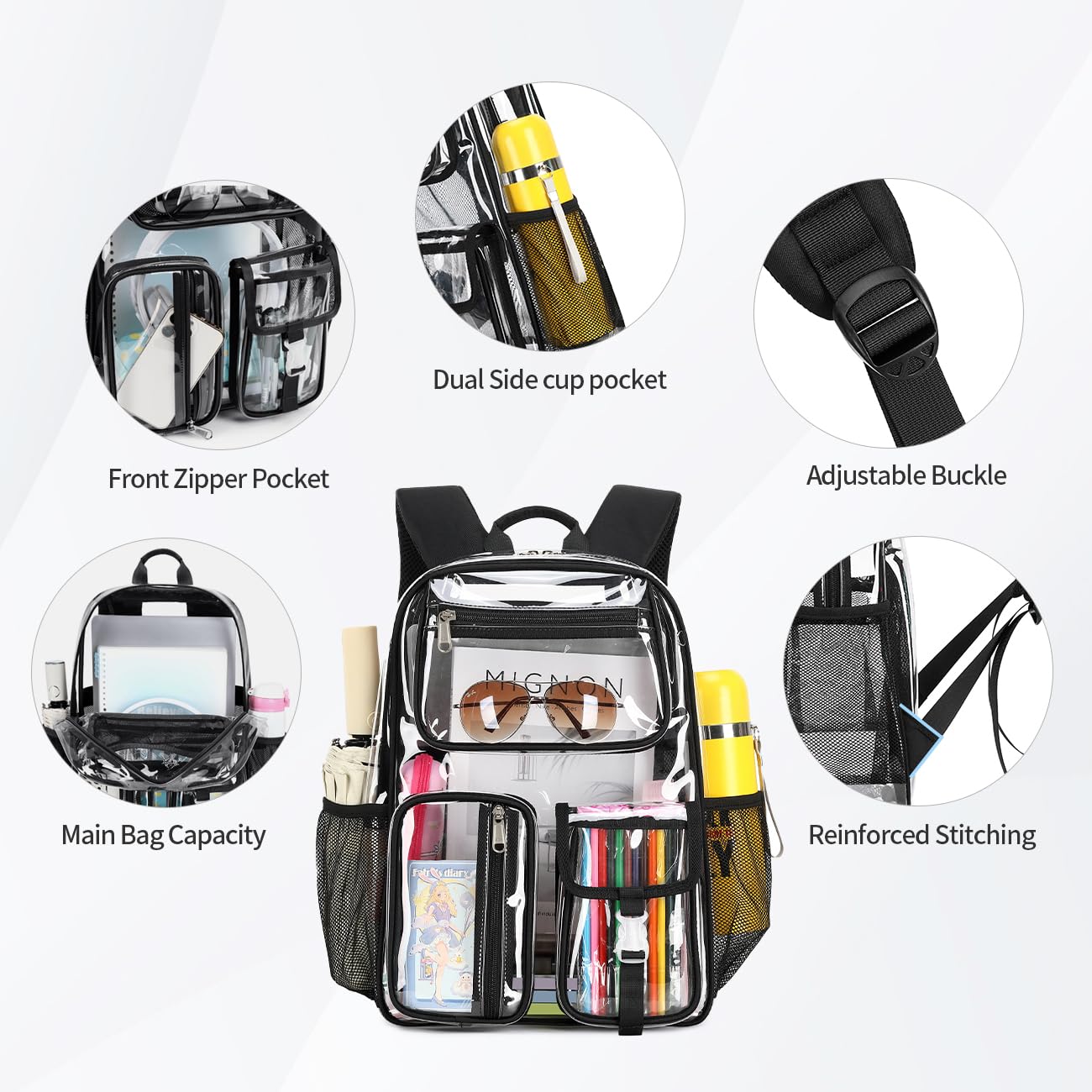 Foto 6 pulgar | Mochila Transparente Cusangel Heavy Duty Tpu De Gran Capacidad Negra - Venta Internacional.