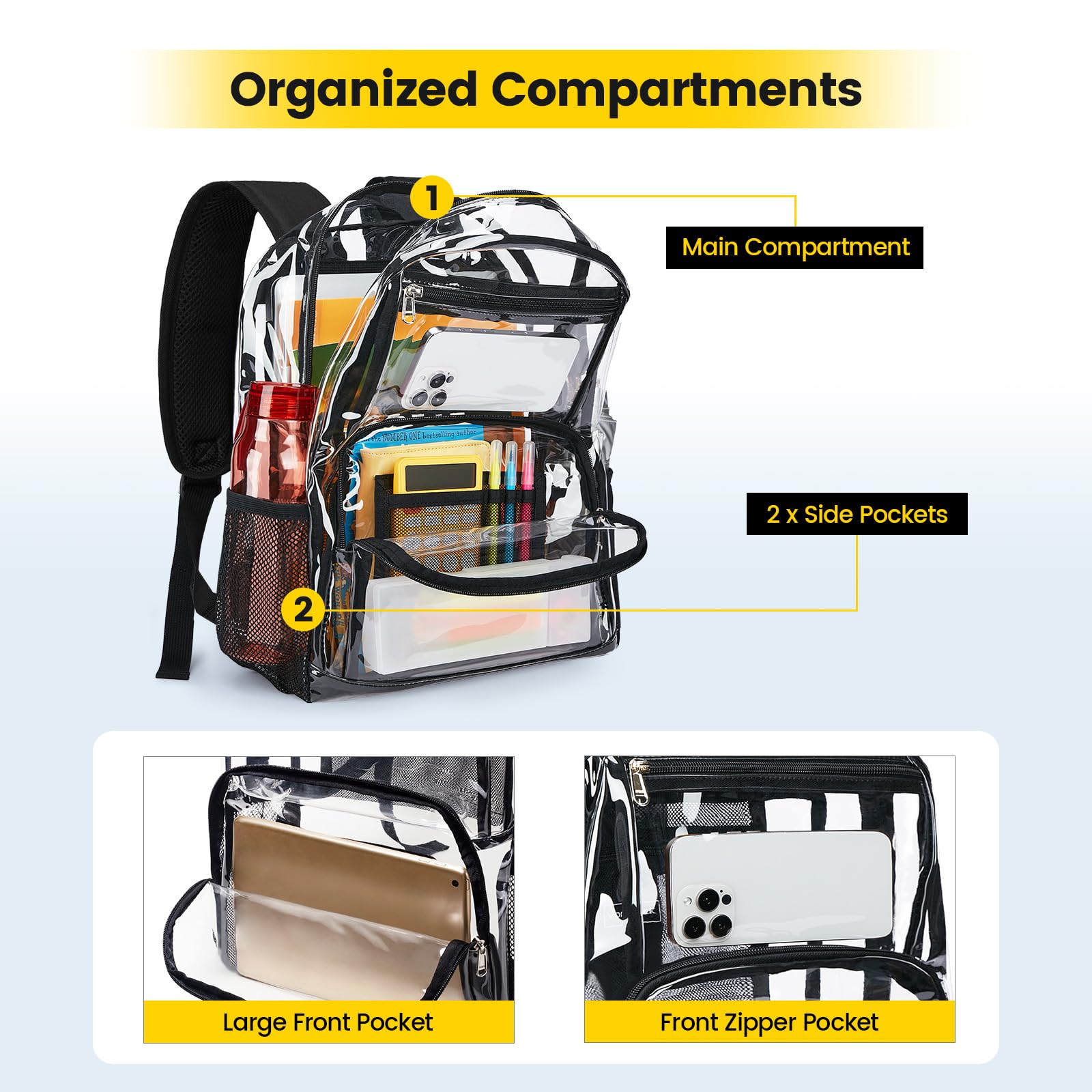 Foto 4 pulgar | Mochila Transparente Vorspack Heavy Duty, Grande, Para Adultos, Negra - Venta Internacional.