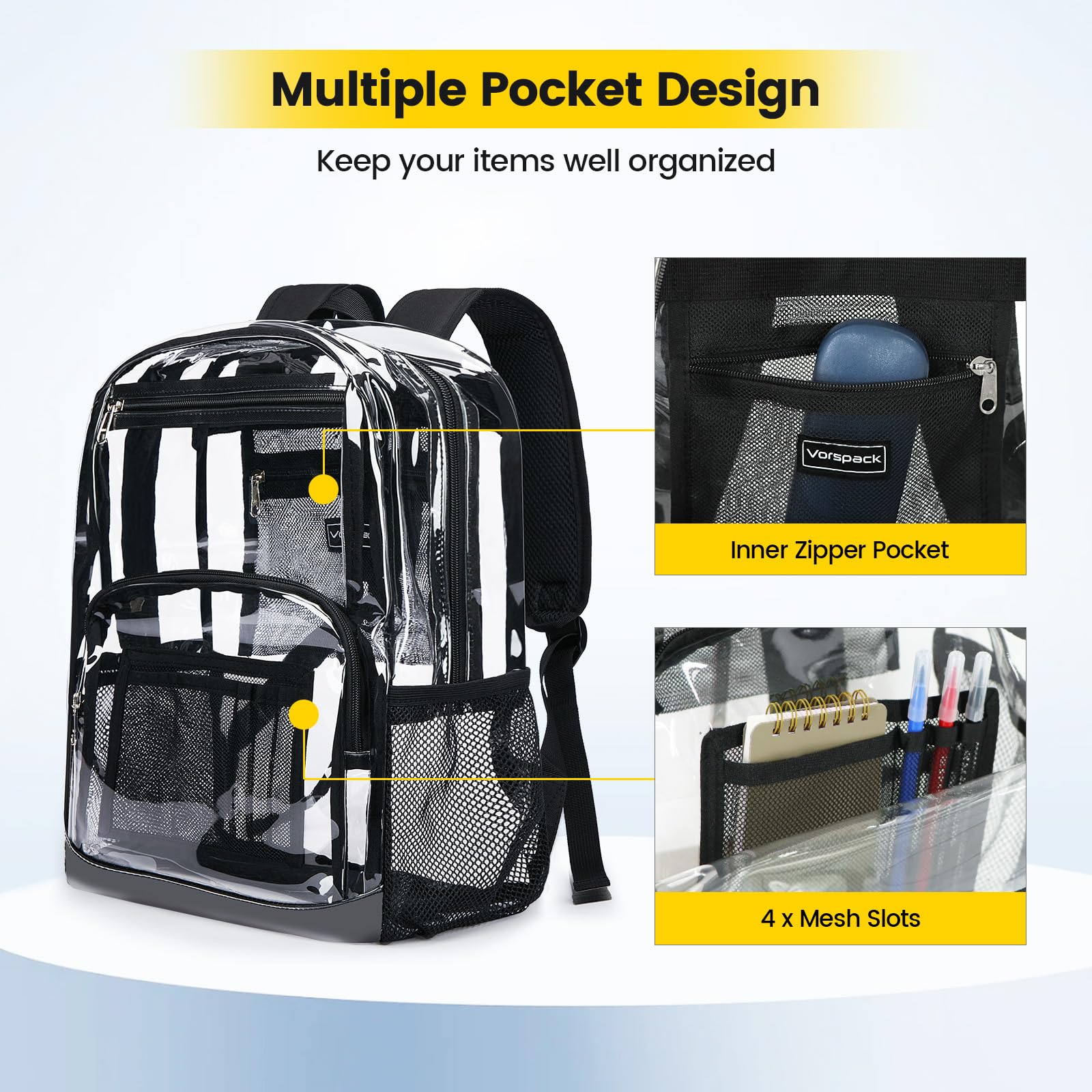 Foto 5 pulgar | Mochila Transparente Vorspack Heavy Duty, Grande, Para Adultos, Negra - Venta Internacional.