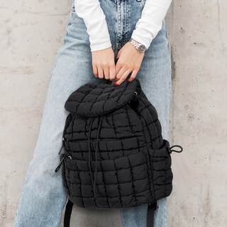 Foto 2 | Mochila Cluci Puffy Acolchada Para Mujer Ligera 19l Negra - Venta Internacional.