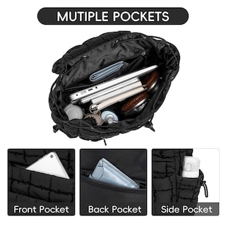 Foto 3 | Mochila Cluci Puffy Acolchada Para Mujer Ligera 19l Negra - Venta Internacional.