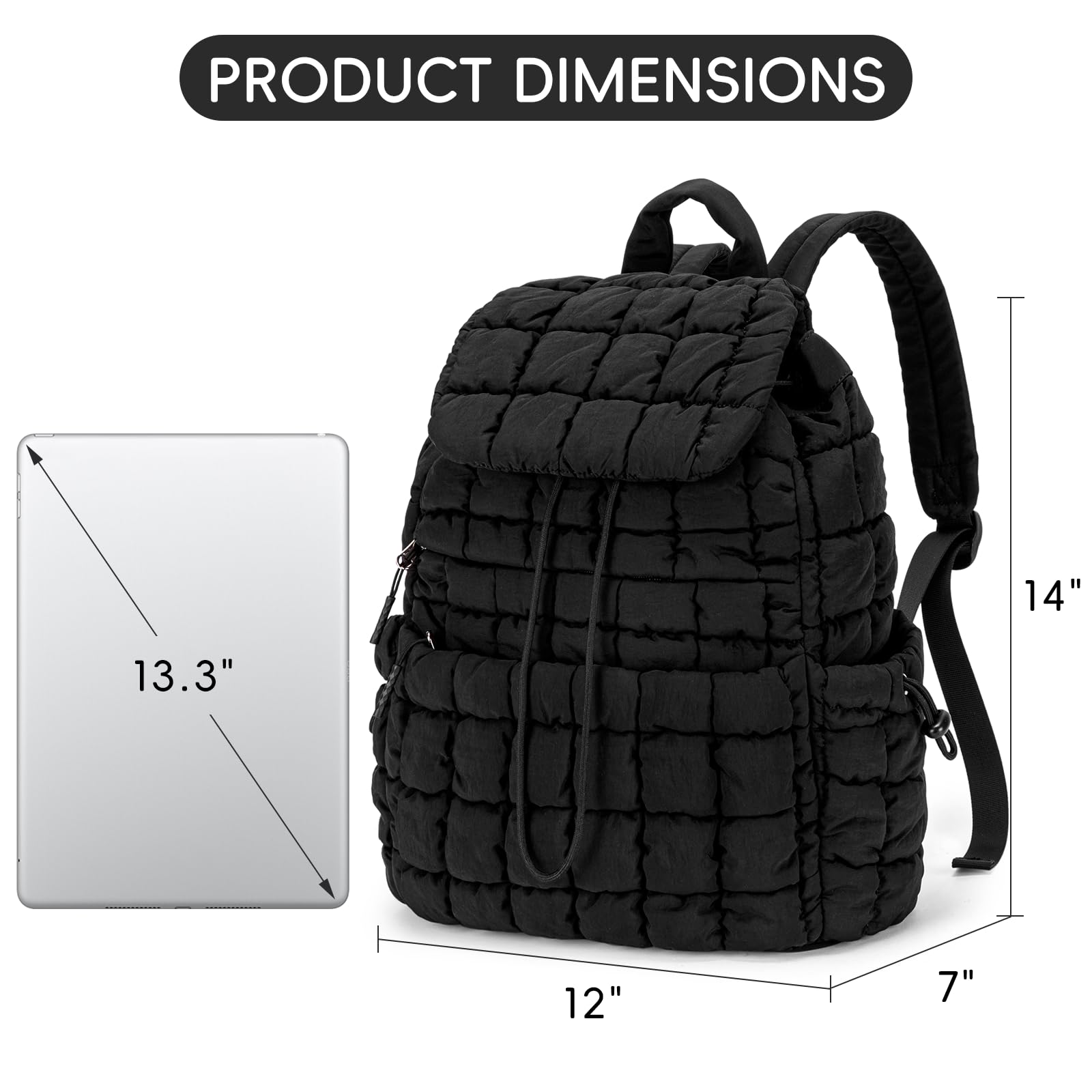 Foto 5 pulgar | Mochila Cluci Puffy Acolchada Para Mujer Ligera 19l Negra - Venta Internacional.