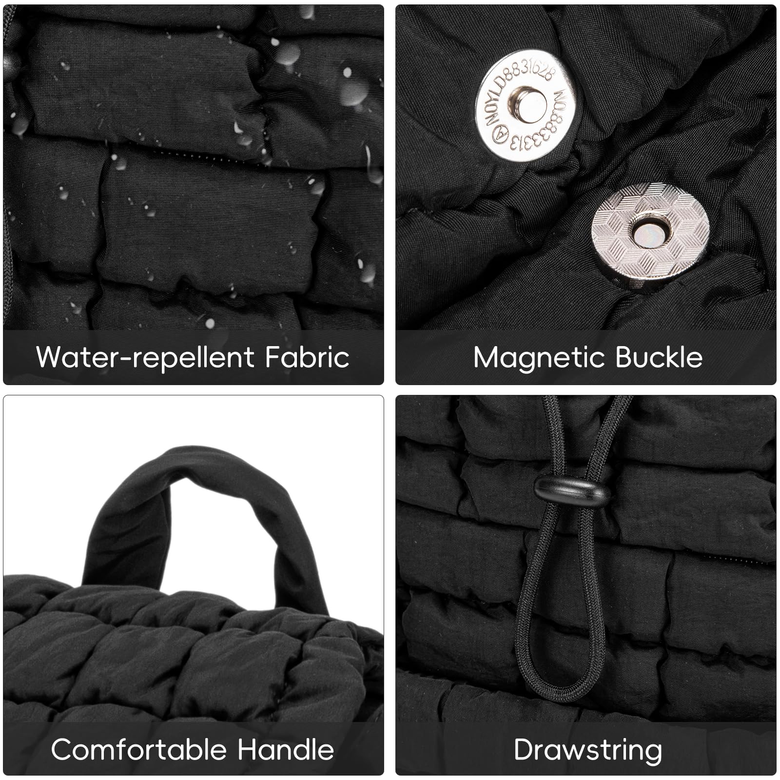 Foto 6 pulgar | Mochila Cluci Puffy Acolchada Para Mujer Ligera 19l Negra - Venta Internacional.