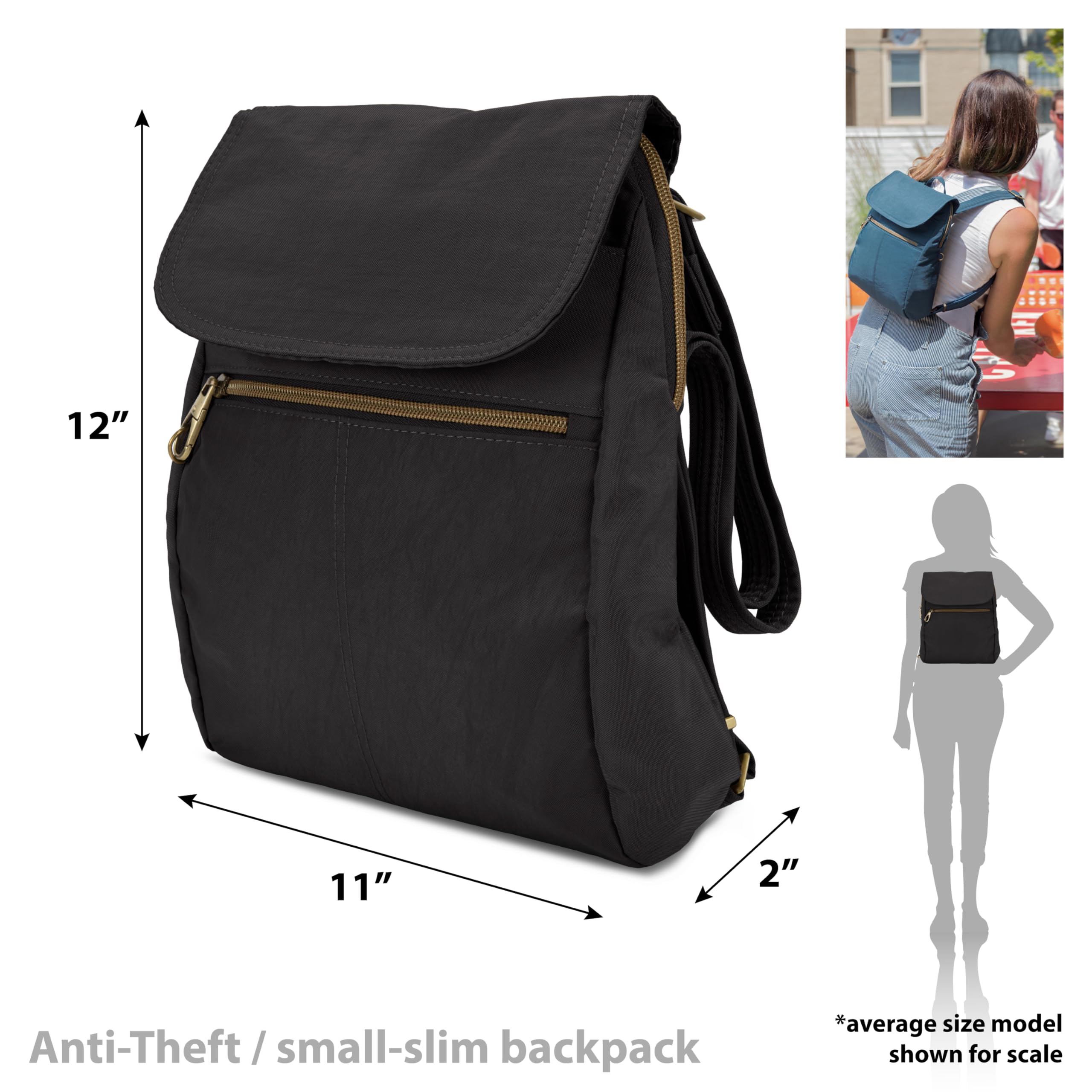 Foto 4 pulgar | Mochila Travelon Anti-theft Signature Slim Negra - Venta Internacional.