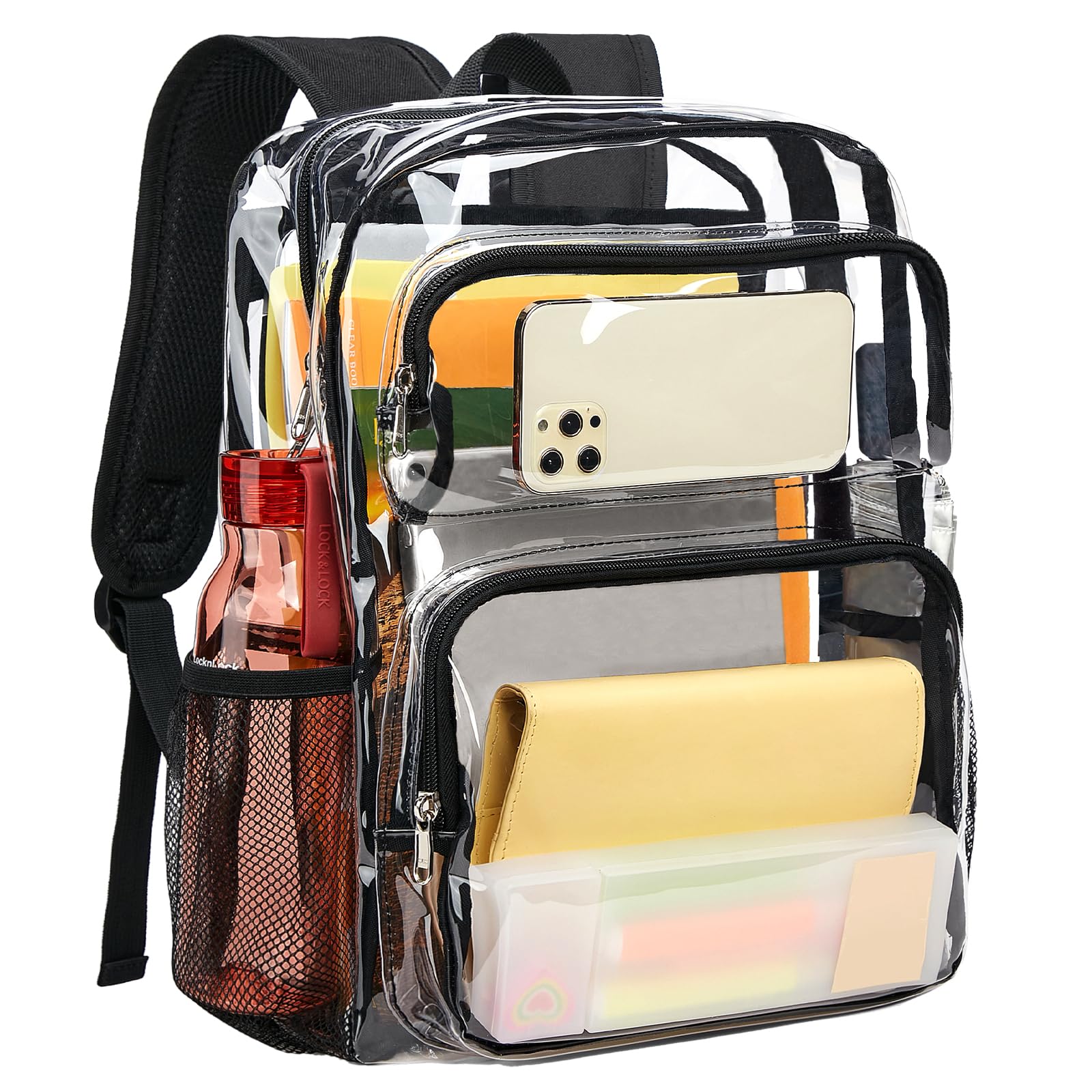 Mochila Transparente Vorspack Heavy Duty, Grande, Transparente, Negra - Venta Internacional. $682