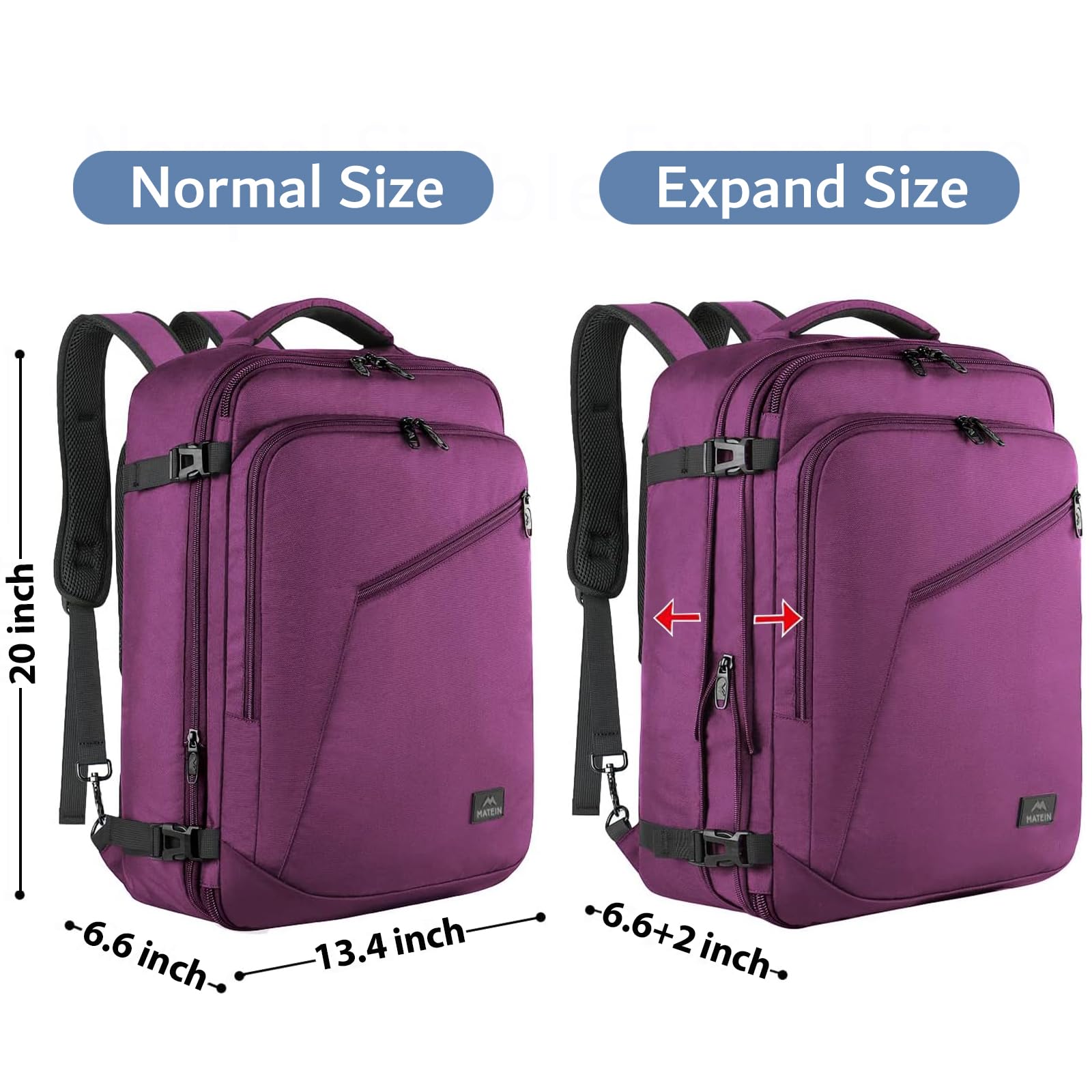 Foto 6 pulgar | Mochila De Viaje Matein Large Morada Resistente Al Agua 50l - Venta Internacional.