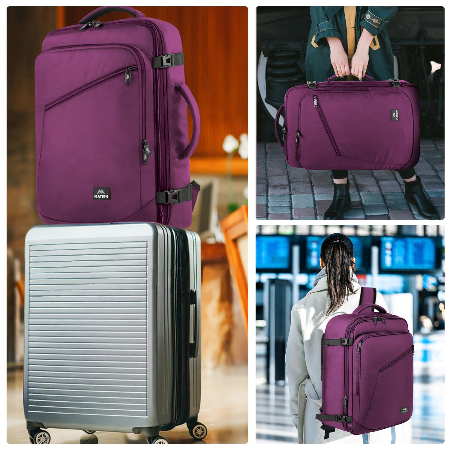Foto 8 pulgar | Mochila De Viaje Matein Large Morada Resistente Al Agua 50l - Venta Internacional.