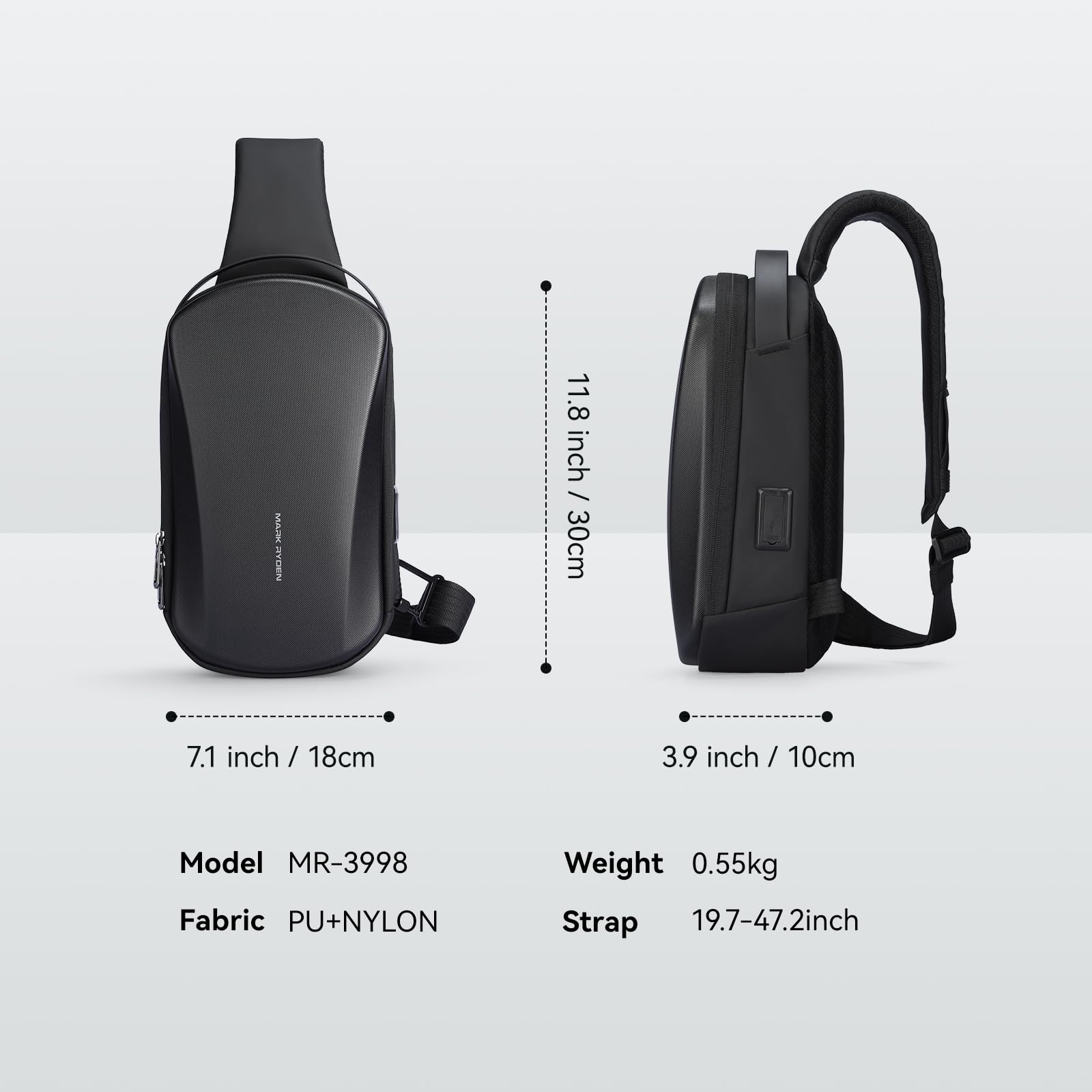 Foto 7 pulgar | Bandolera Marketron Negra-Venta Internacional