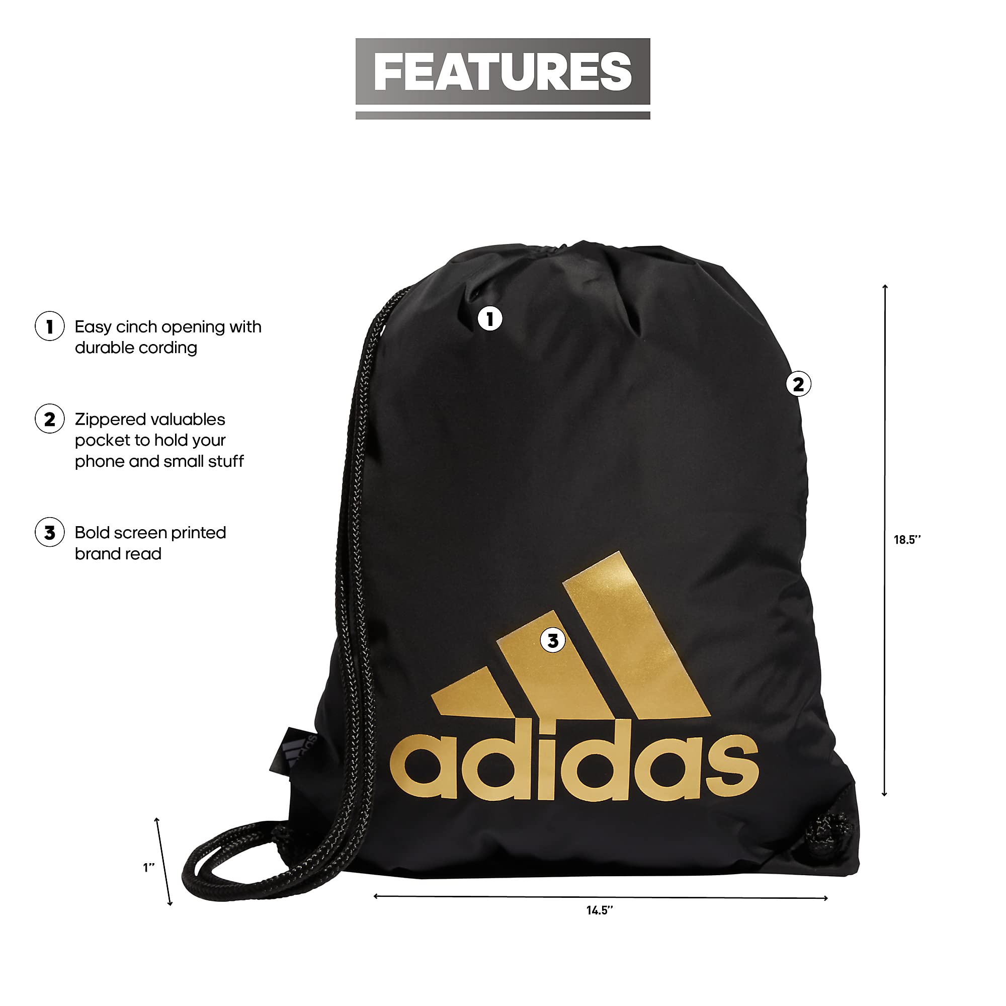 Foto 3 pulgar | Mochila Adidas Ready Negro con Dorado Metalizado - Venta Internacional