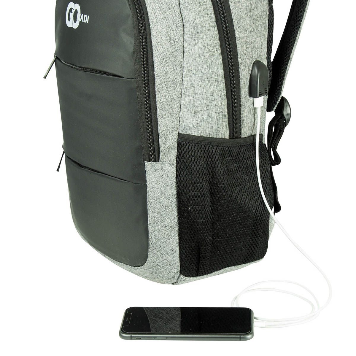 Foto 6 | Mochila Gomadi Gris Negro Tela Poliester 600d Modelo 70201 45x32x17 Cm