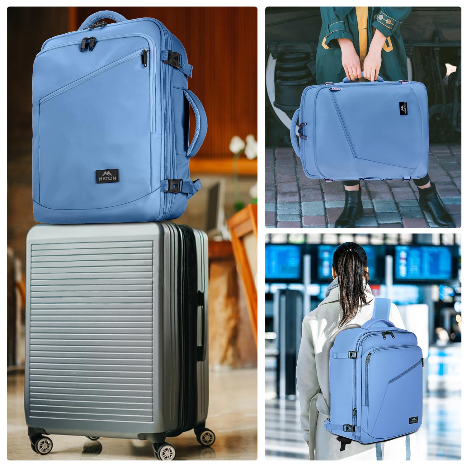 Foto 7 | Mochila Matein Big de Viajes 45 L Azul Claro - Venta Internacional