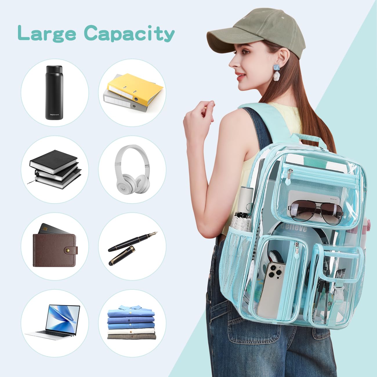 Foto 3 pulgar | Mochila Cusangel Clear Light Blue 40x28x13cm Tpu - Venta Internacional