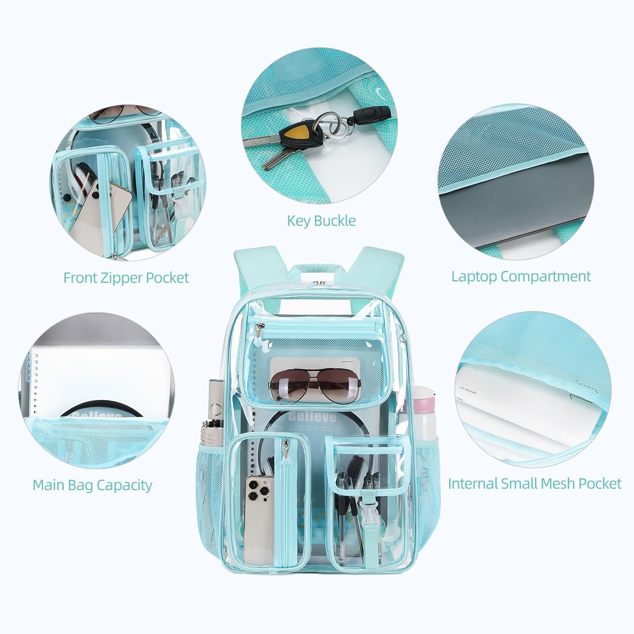 Foto 4 pulgar | Mochila Cusangel Clear Light Blue 40x28x13cm Tpu - Venta Internacional