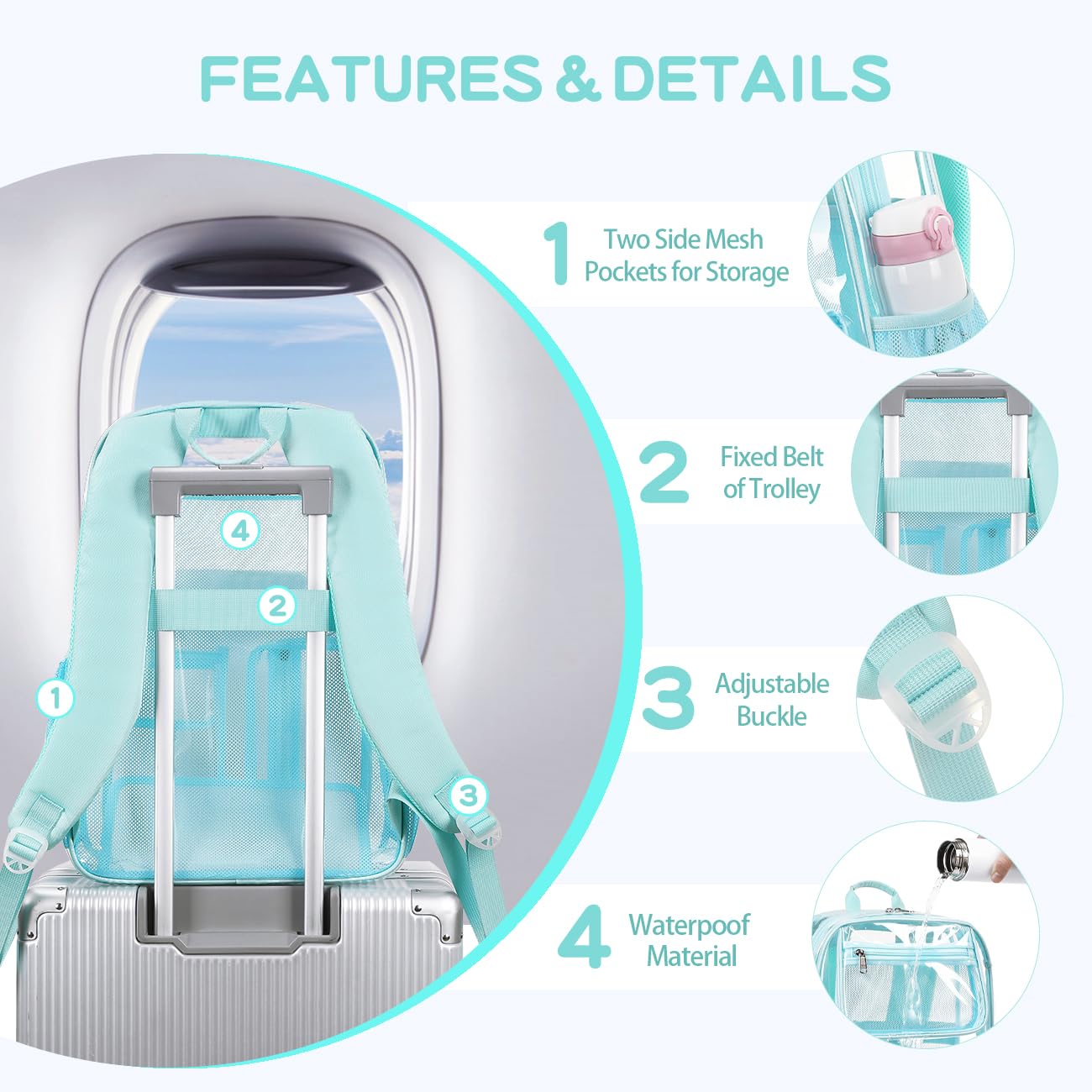 Foto 7 pulgar | Mochila Cusangel Clear Light Blue 40x28x13cm Tpu - Venta Internacional