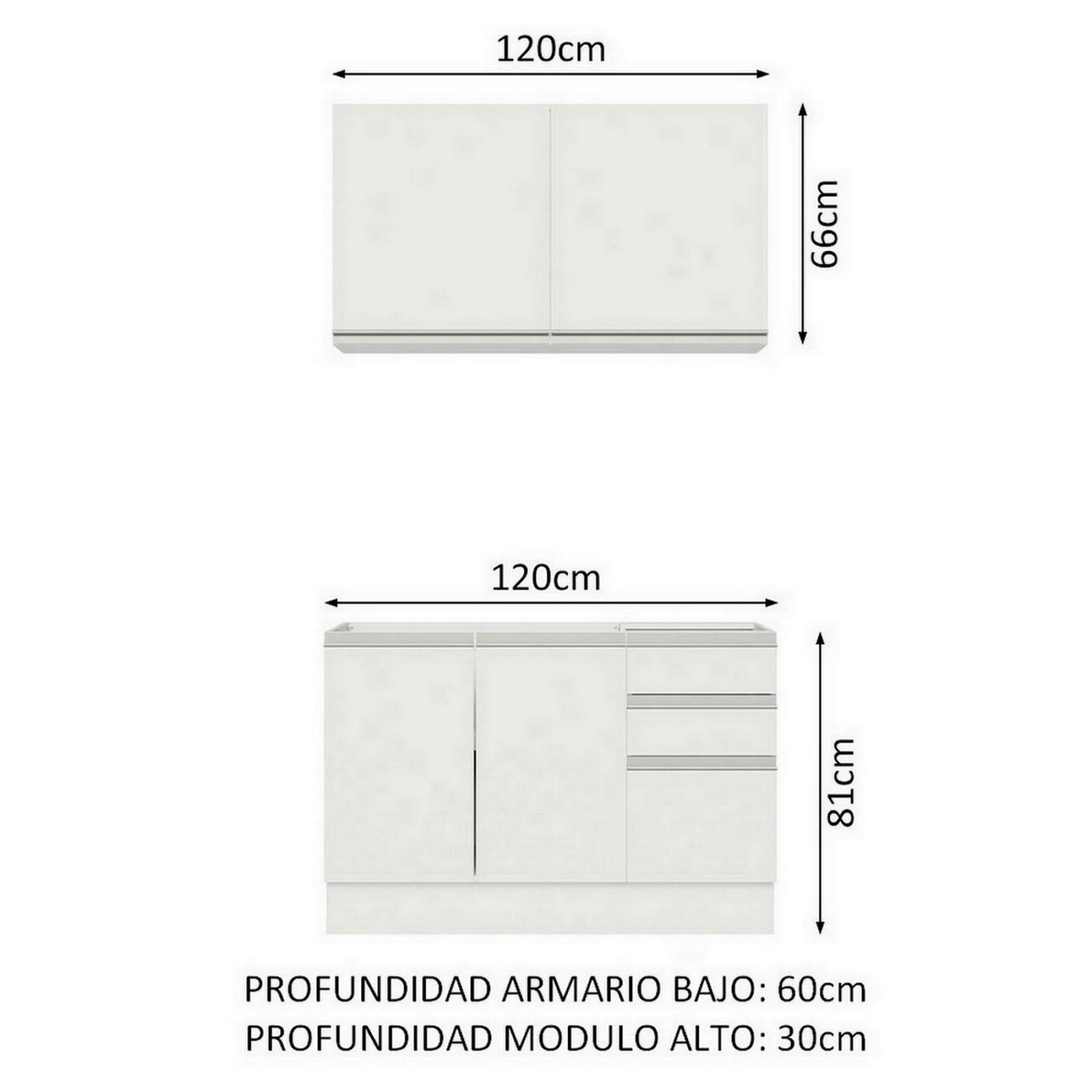 Foto 3 | Cocina Integral Madesa Glamy GRGL12000309 Sin Mesón de Acero con 120 Cm