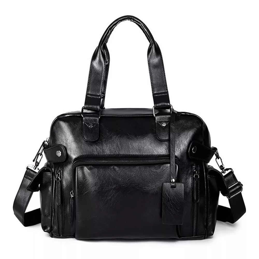 Bolsa Banderola Malubero color Negra Para Hombre De Piel