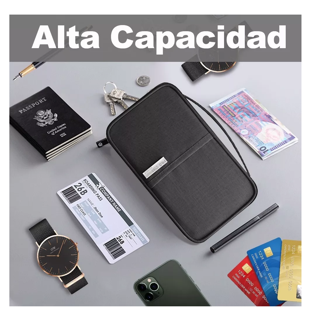 Foto 4 pulgar | Cartera Porta Funda Pasaporte Documentos, Negro