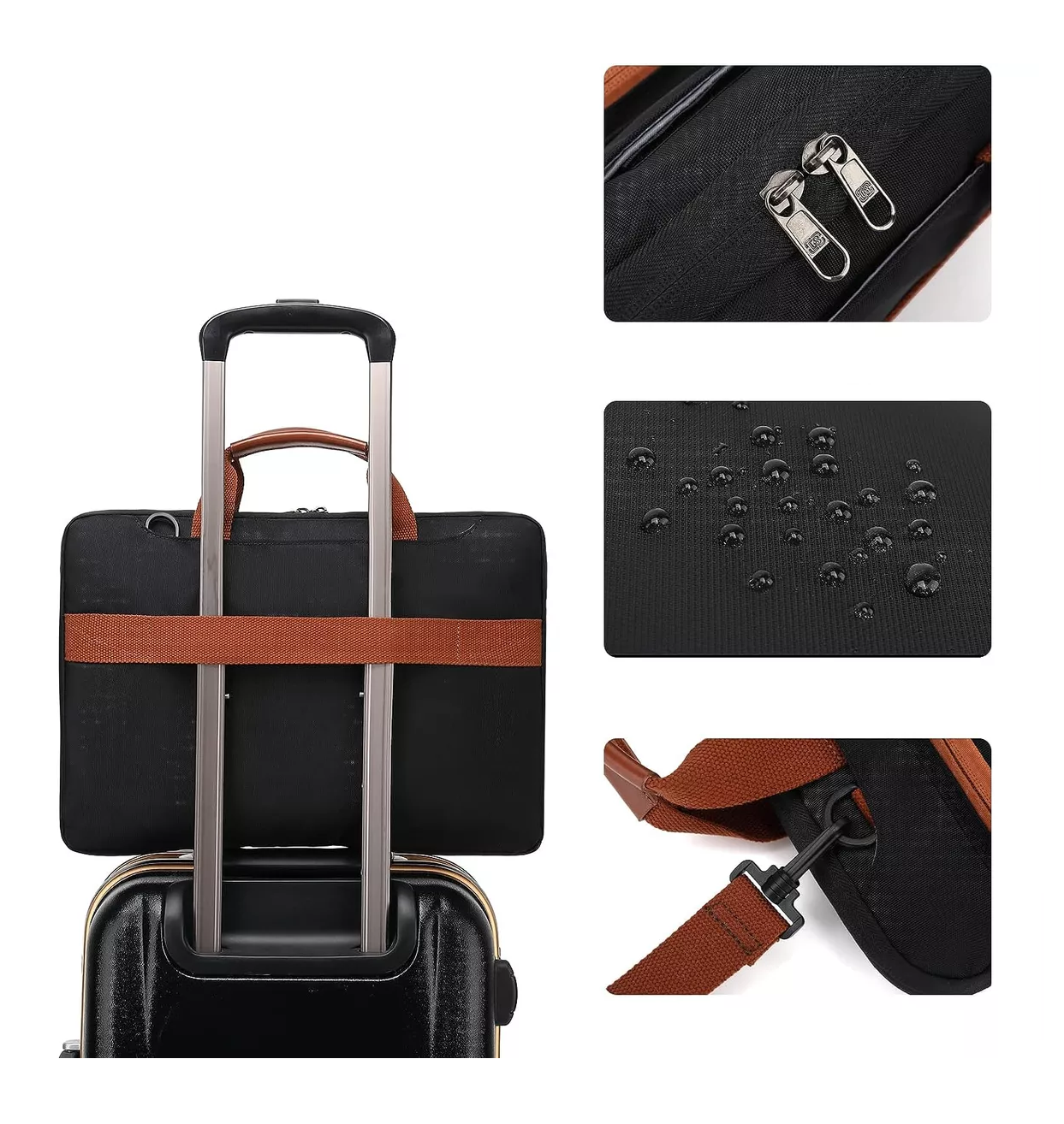 Foto 4 | Maletín Impermeable Para Laptop De 15.6 Pulgadas Portátil Negro