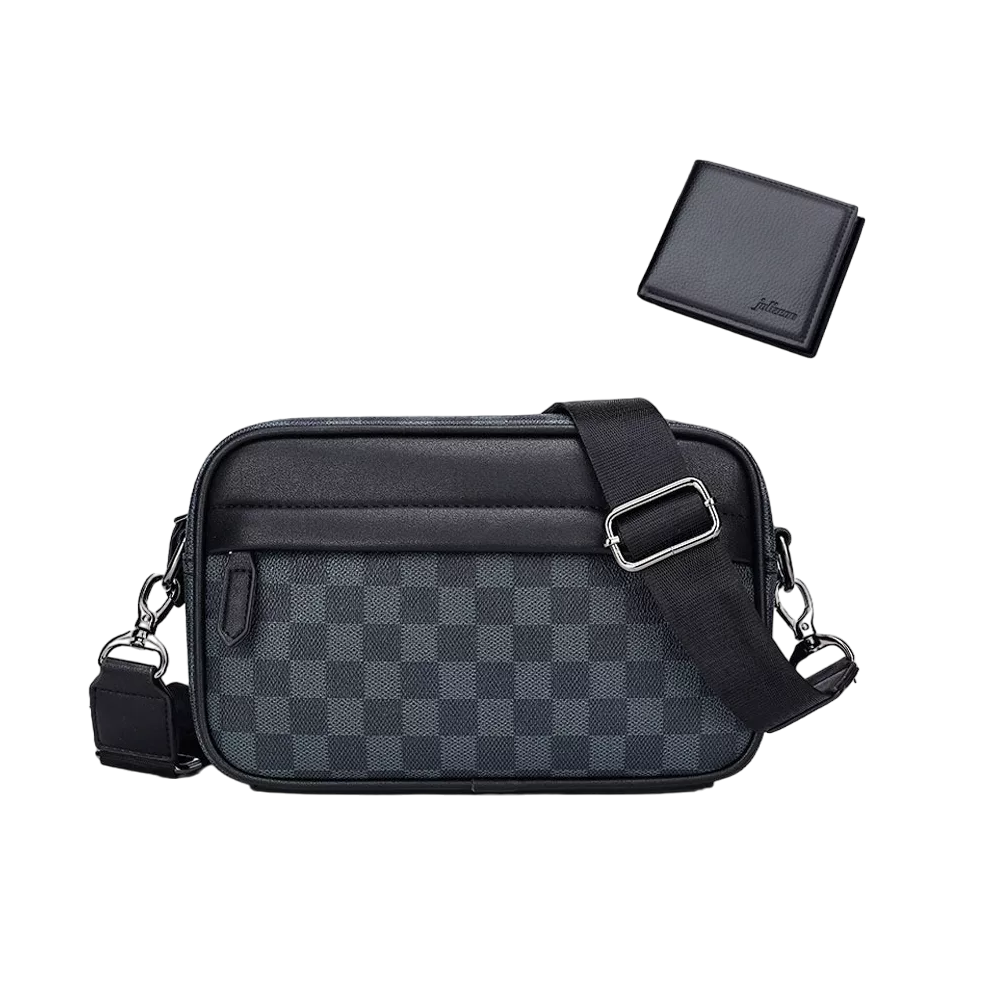 Bandolera de Cuero y Billetera Bolso Crossbody para Hombre