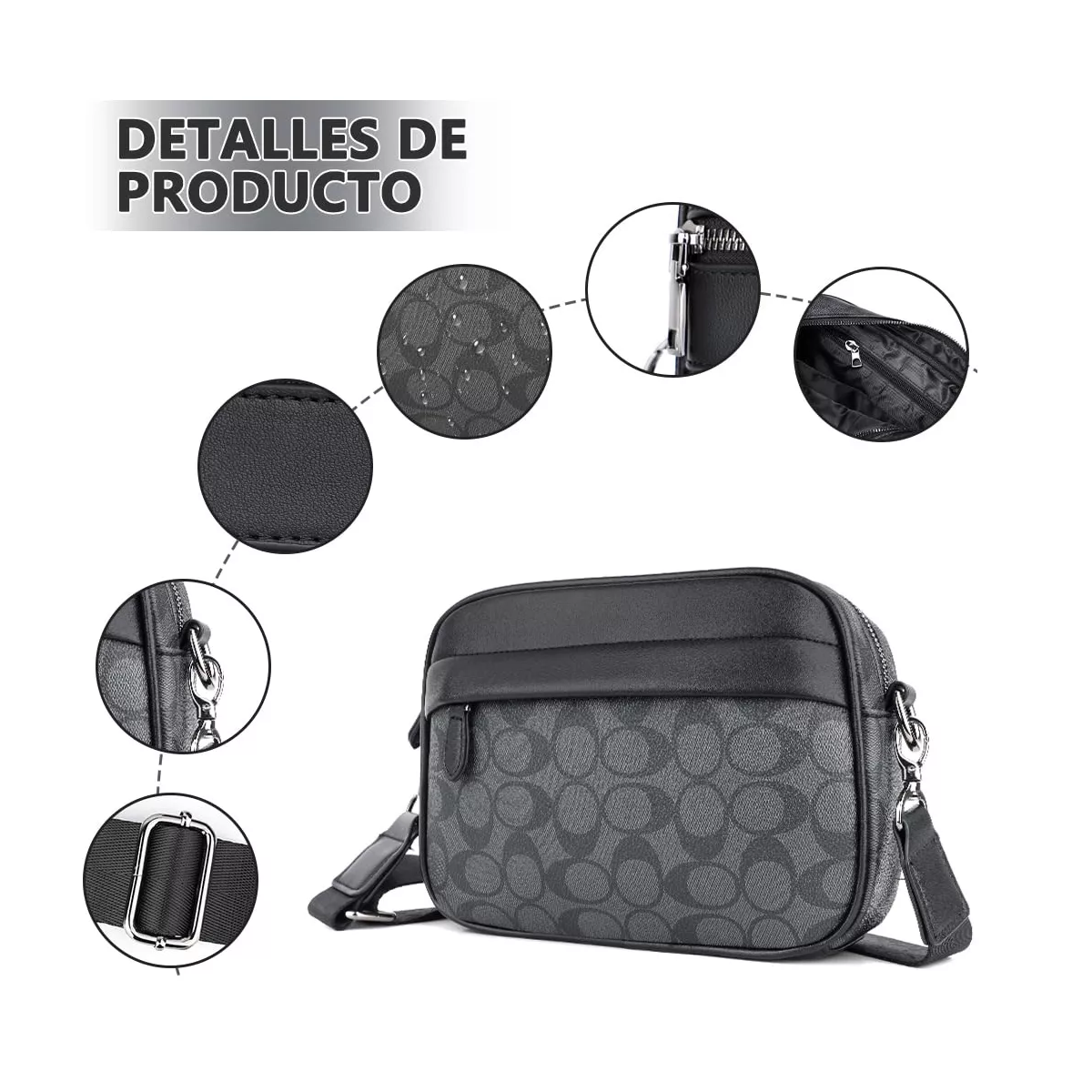 Foto 4 | Bolso Negro para Hombre