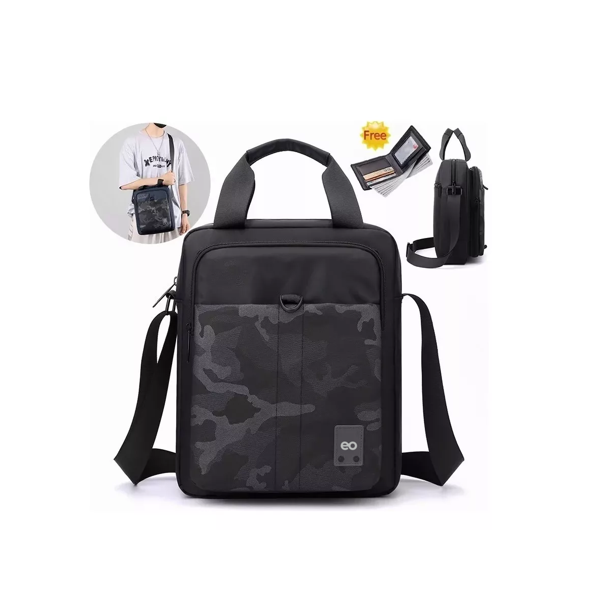 Foto 3 pulgar | Bolso Mensajero Bandolera Hombre Gran Capacidad,1 Billetera Eo Safe Imports Esi-13307-1 Negro