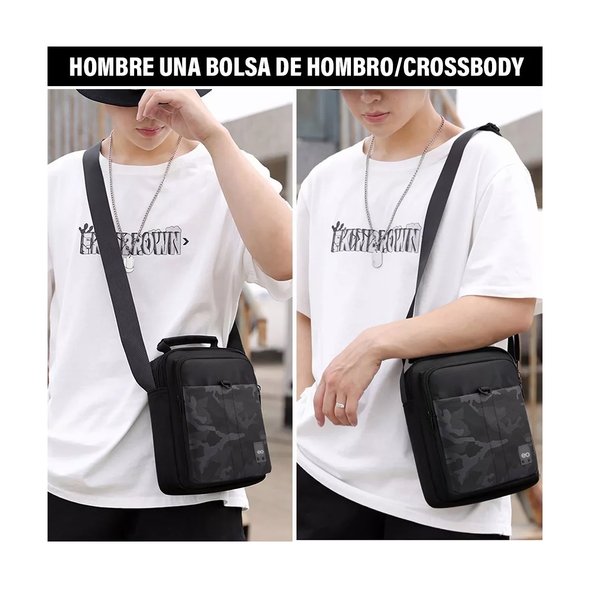Foto 4 pulgar | Bolso Mensajero Bandolera Hombre Gran Capacidad,1 Billetera Eo Safe Imports Esi-13307-1 Negro