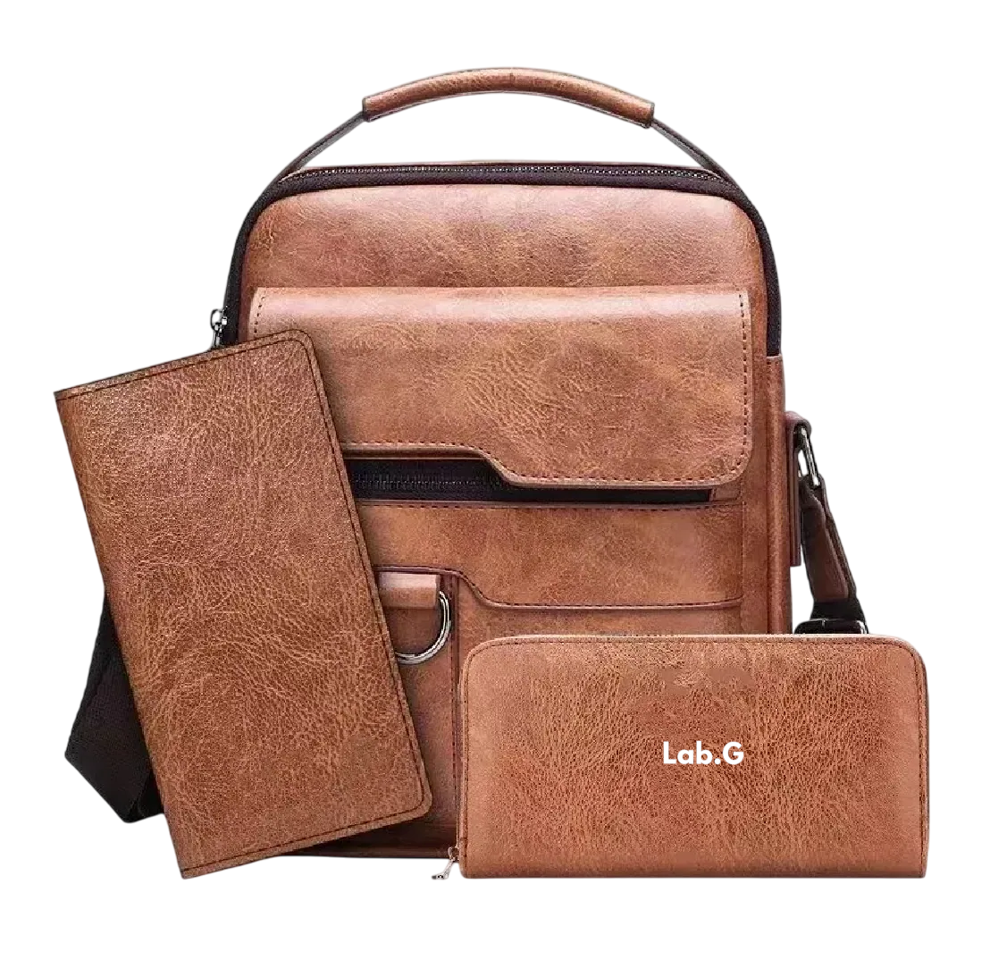 Foto 1 | [kit De Tres Piezas] Maletín / Billetera De Negocios Marron