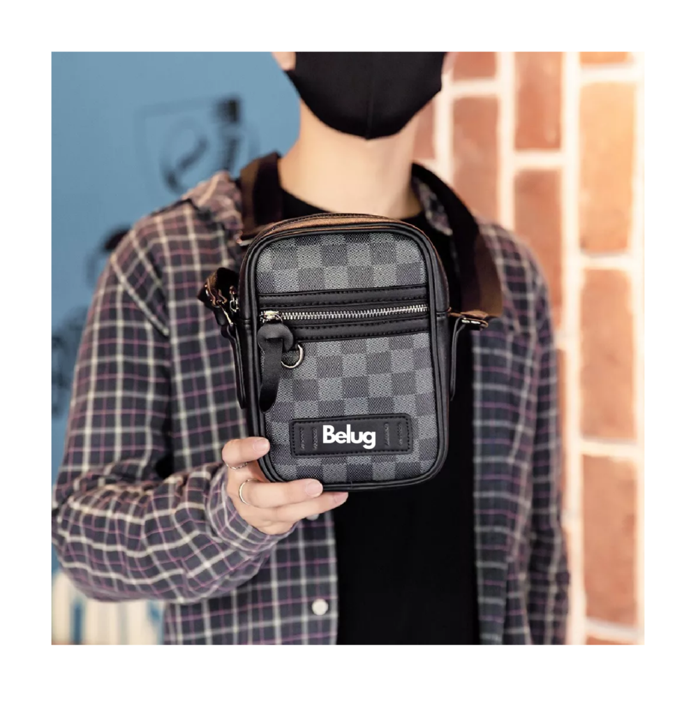 Foto 3 pulgar | Bolso Para Hombre Crossbody Belug, Bandolera Maletín Moda Casual Cuadros Negro