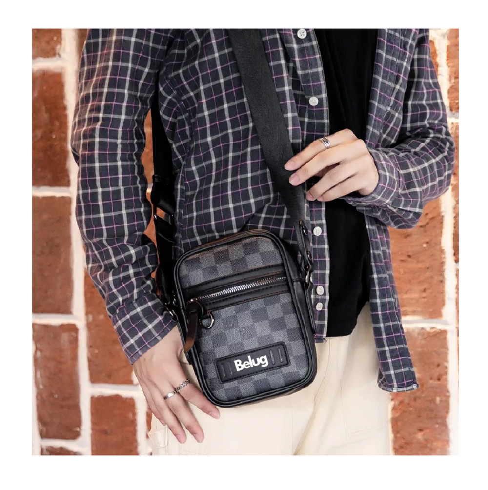 Foto 5 pulgar | Bolso Para Hombre Crossbody Belug, Bandolera Maletín Moda Casual Cuadros Negro