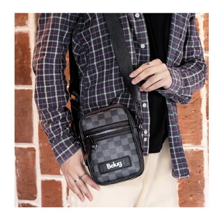 Foto 4 | Bolso Para Hombre Crossbody Belug, Bandolera Maletín Moda Casual Cuadros Negro
