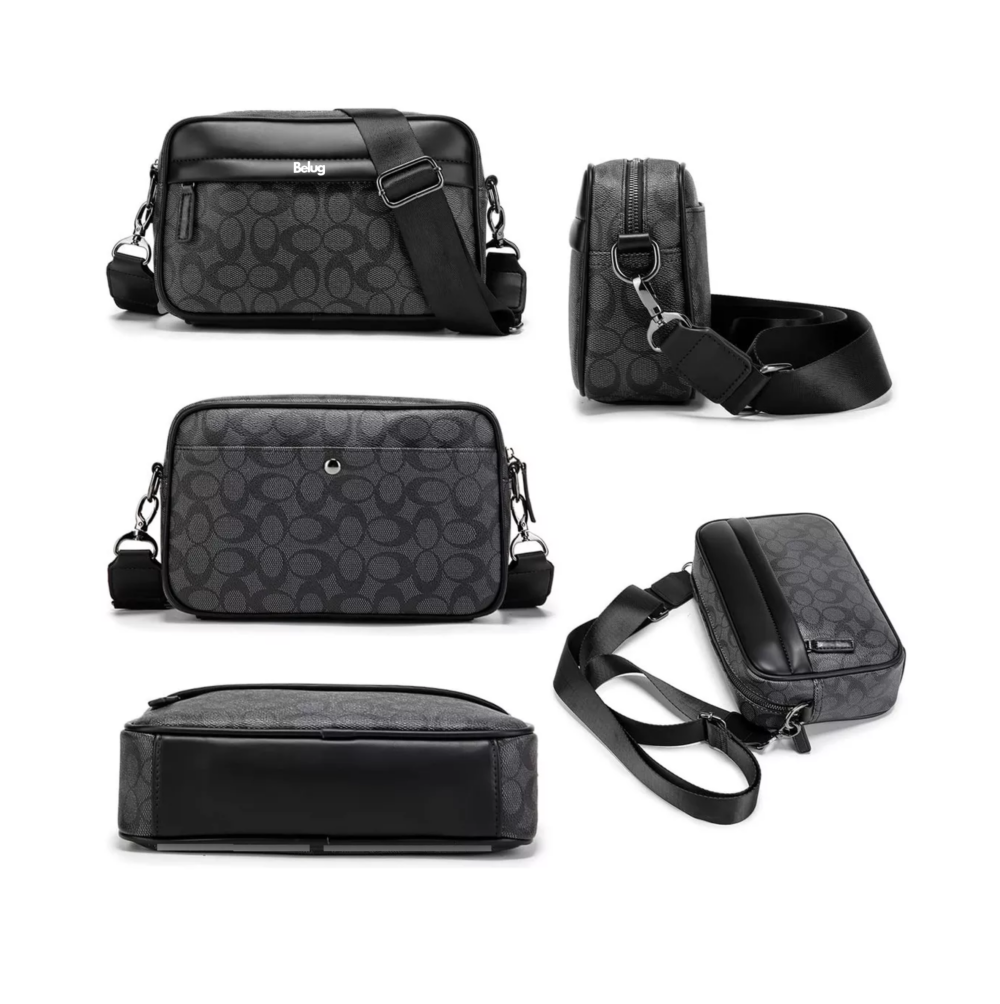 Foto 2 | Bolso Para Hombre Crossbody Belug, Bandolera Maletín Moda Casual Círculos Negro