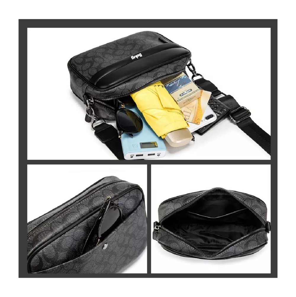 Foto 3 | Bolso Para Hombre Crossbody Belug, Bandolera Maletín Moda Casual Círculos Negro
