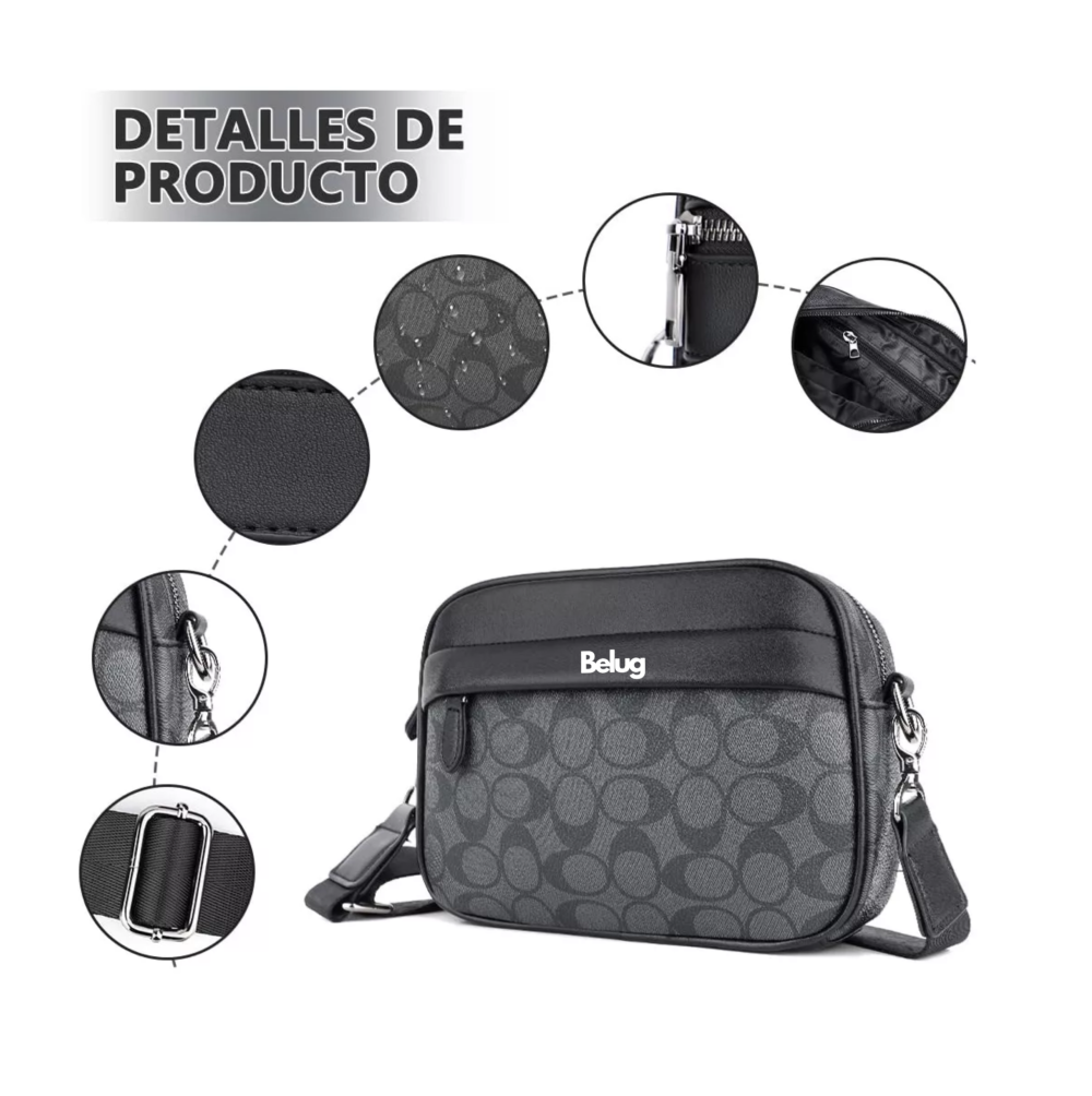Foto 5 pulgar | Bolso Para Hombre Crossbody Belug, Bandolera Maletín Moda Casual Círculos Negro