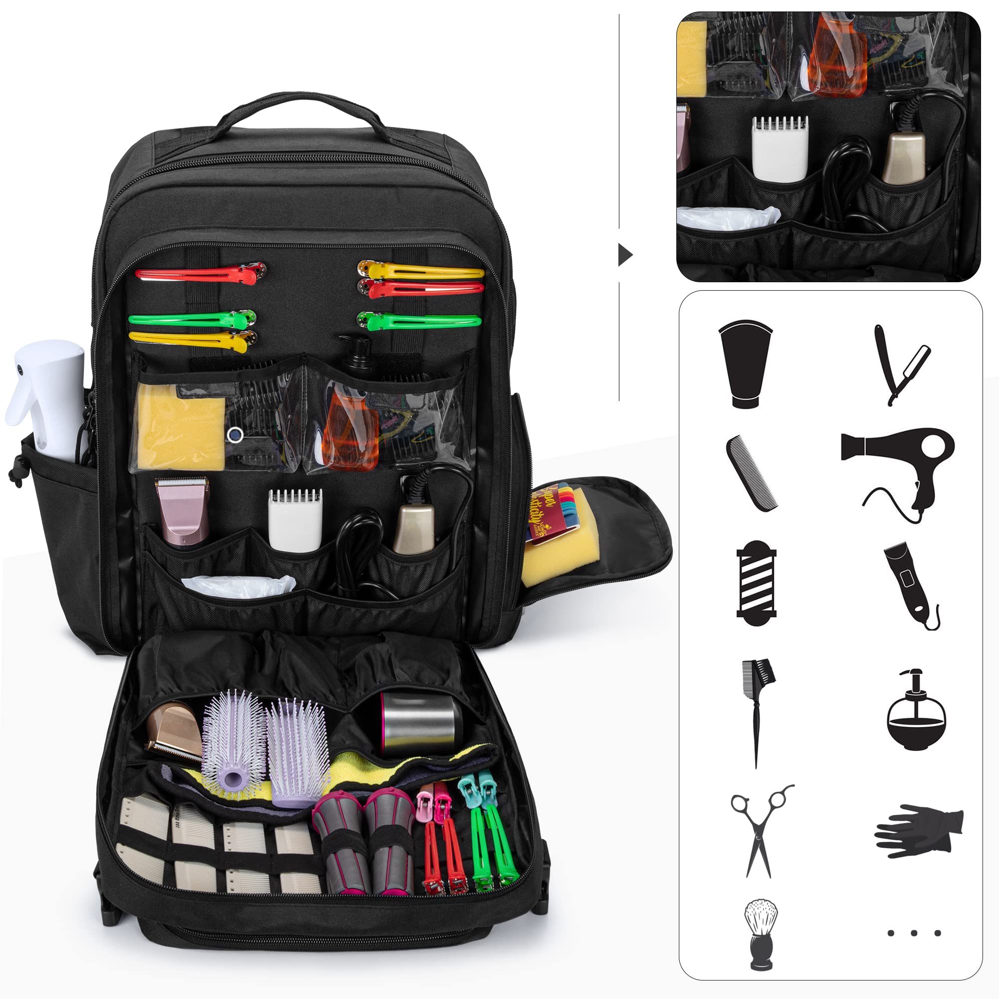 Foto 3 | Funda Barber Bafaso De Nailon Negro Con Funda Para Portátil Y 10 Bolsillos - Venta Internacional.