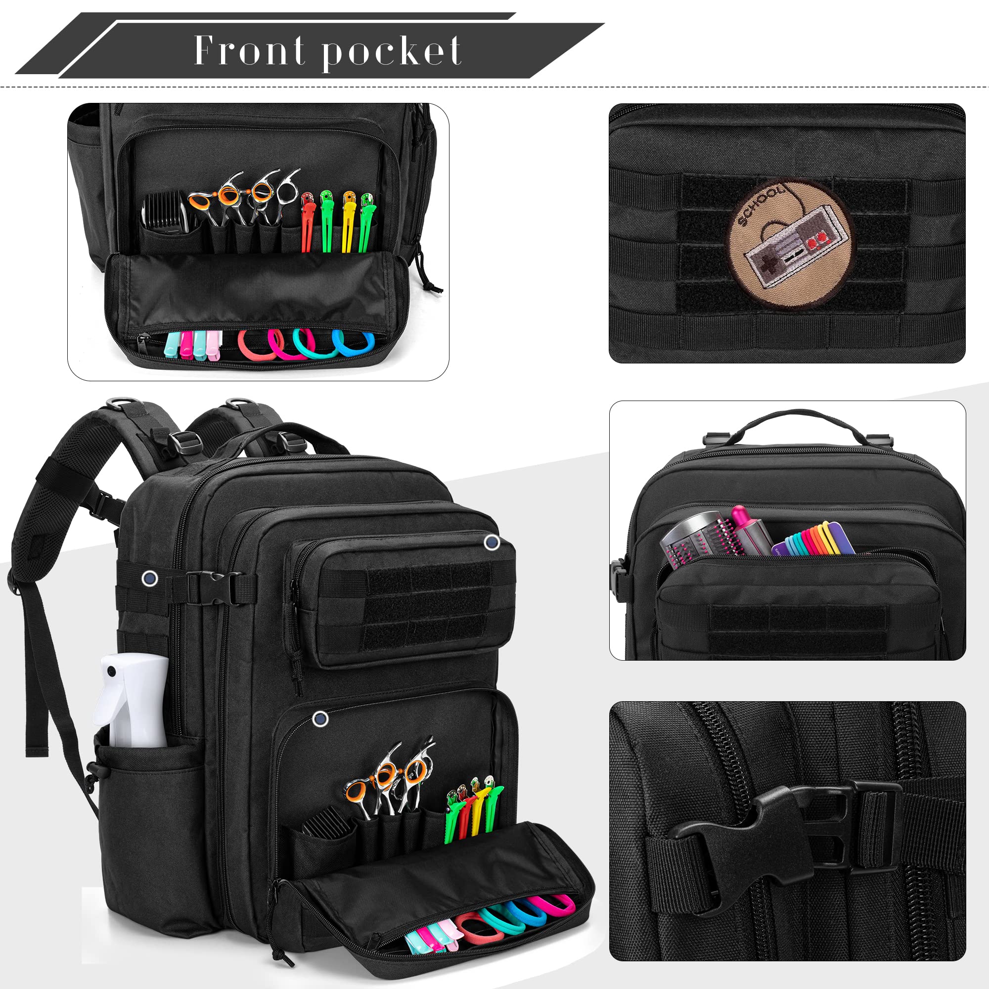 Foto 5 pulgar | Funda Barber Bafaso De Nailon Negro Con Funda Para Portátil Y 10 Bolsillos - Venta Internacional.