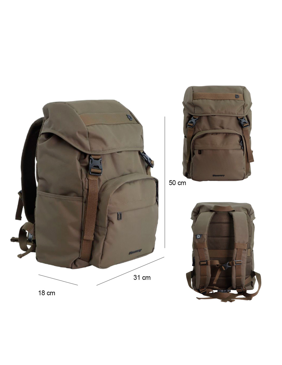 Mochila Mod. Downtown Con Cubierta Color Caqui