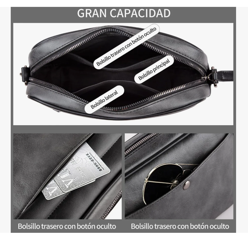 Foto 6 pulgar | Bandolera Xtellar De Cuero De Los Hombres Crossbody Bolso De Hombro