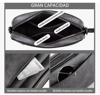 Foto 5 | Bandolera Xtellar De Cuero De Los Hombres Crossbody Bolso De Hombro