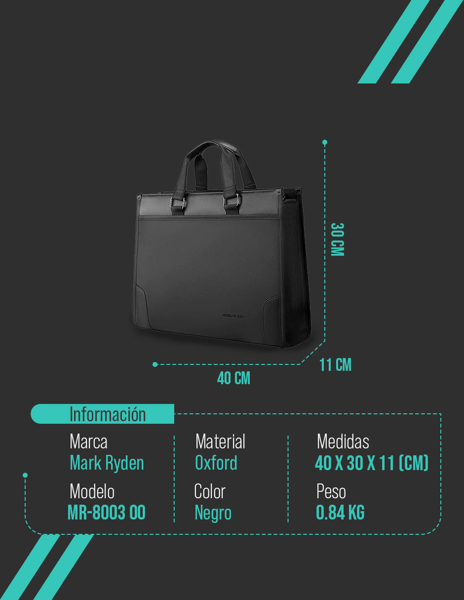 Foto 8 pulgar | Maletín Marca Mark Ryden Modelo 8003 Color Negro Compatible Con  Laptop De 15.6” Repelente Al Agua